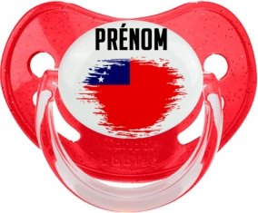 Drapeau effet pinceau Samoa avec prénom Sucette Physiologique Rouge à paillette