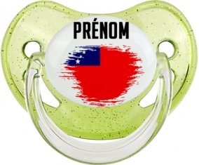Drapeau effet pinceau Samoa avec prénom Sucette Physiologique Vert à paillette