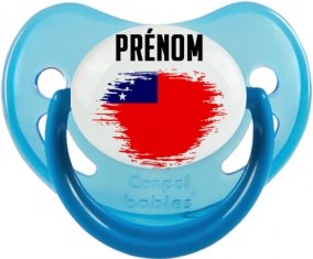 Drapeau effet pinceau Samoa avec prénom Sucette Physiologique Bleue phosphorescente