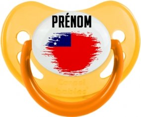 Drapeau effet pinceau Samoa avec prénom Sucette Physiologique Jaune phosphorescente