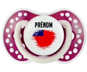 Drapeau effet pinceau Samoa avec prénom Sucette LOVI Dynamic Fuchsia phosphorescente