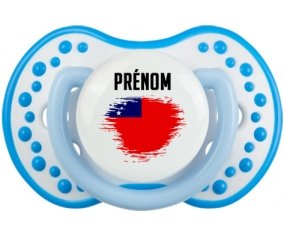Drapeau effet pinceau Samoa avec prénom Sucette LOVI Dynamic Blanc-bleu phosphorescente