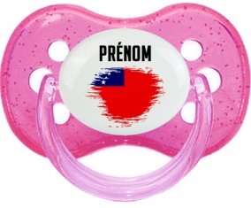 Drapeau effet pinceau Samoa avec prénom Tétine Cerise Rose à paillette