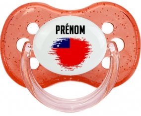 Drapeau effet pinceau Samoa avec prénom Tétine Cerise Rouge à paillette