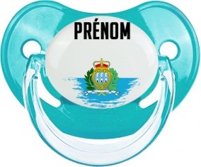 Drapeau effet pinceau Saint Marin avec prénom Tétine Physiologique Bleue classique