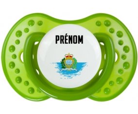 Drapeau effet pinceau Saint Marin avec prénom : Sucette LOVI Dynamic personnalisée