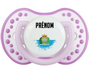 Drapeau effet pinceau Saint Marin avec prénom Sucete LOVI Dynamic Blanc-mauve classique