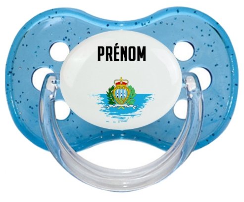 Drapeau effet pinceau Saint Marin avec prénom Sucete Cerise Bleu à paillette