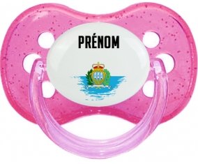 Drapeau effet pinceau Saint Marin avec prénom Sucete Cerise Rose à paillette