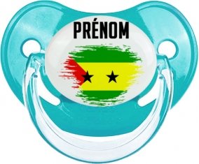 Drapeau effet pinceau Sao Tomé et Principe avec prénom : Sucette Physiologique personnalisée