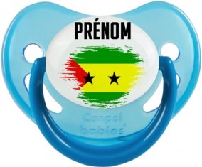 Drapeau effet pinceau Sao Tomé et Principe avec prénom Sucete Physiologique Bleue phosphorescente