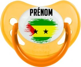 Drapeau effet pinceau Sao Tomé et Principe avec prénom Sucete Physiologique Jaune phosphorescente