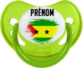 Drapeau effet pinceau Sao Tomé et Principe avec prénom Sucete Physiologique Vert phosphorescente