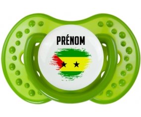 Drapeau effet pinceau Sao Tomé et Principe avec prénom Tétine LOVI Dynamic Vert classique
