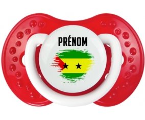 Drapeau effet pinceau Sao Tomé et Principe avec prénom Tétine LOVI Dynamic Blanc-rouge classique