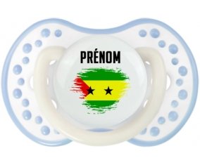 Drapeau effet pinceau Sao Tomé et Principe avec prénom Tétine LOVI Dynamic Blanc-cyan classique