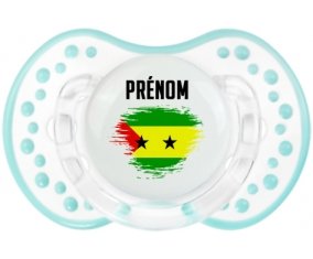 Drapeau effet pinceau Sao Tomé et Principe avec prénom Tétine LOVI Dynamic Retro-blanc-lagon classique