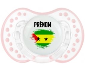 Drapeau effet pinceau Sao Tomé et Principe avec prénom Tétine LOVI Dynamic Retro-blanc-rose-tendre classique