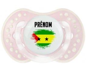 Drapeau effet pinceau Sao Tomé et Principe avec prénom Tétine LOVI Dynamic Retro-rose-tendre classique