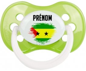Drapeau effet pinceau Sao Tomé et Principe avec prénom Sucette Anatomique Vert classique