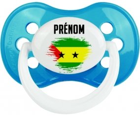 Drapeau effet pinceau Sao Tomé et Principe avec prénom Sucette Anatomique Cyan classique