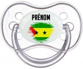 Drapeau effet pinceau Sao Tomé et Principe avec prénom Sucette Anatomique Transparente classique
