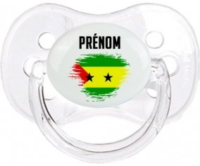 Drapeau effet pinceau Sao Tomé et Principe avec prénom Sucette Cerise Transparent classique