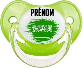 Drapeau effet pinceau Arabie Saoudite avec prénom Sucette Physiologique Vert classique