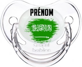 Drapeau effet pinceau Arabie Saoudite avec prénom Sucette Physiologique Transparent classique