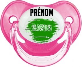Drapeau effet pinceau Arabie Saoudite avec prénom Sucette Physiologique Rose classique