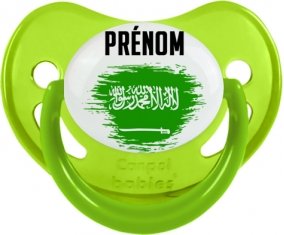 Drapeau effet pinceau Arabie Saoudite avec prénom Sucette Physiologique Vert phosphorescente