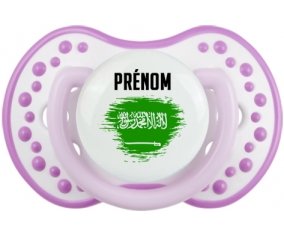 Drapeau effet pinceau Arabie Saoudite avec prénom Sucette LOVI Dynamic Blanc-mauve classique