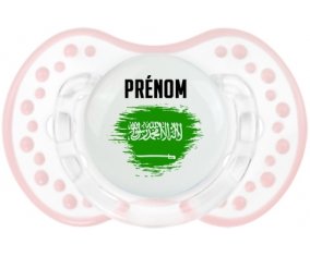 Drapeau effet pinceau Arabie Saoudite avec prénom Sucette LOVI Dynamic Retro-blanc-rose-tendre classique