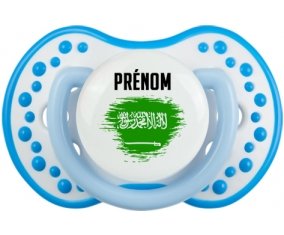 Drapeau effet pinceau Arabie Saoudite avec prénom Sucette LOVI Dynamic Blanc-bleu phosphorescente