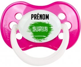 Drapeau effet pinceau Arabie Saoudite avec prénom Tétine Anatomique Rose foncé classique
