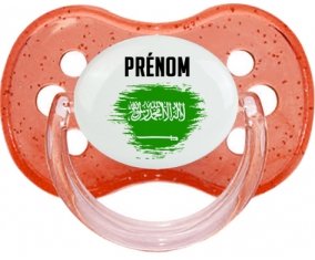 Drapeau effet pinceau Arabie Saoudite avec prénom Sucette Cerise Rouge à paillette