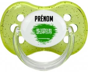 Drapeau effet pinceau Arabie Saoudite avec prénom Sucette Cerise Vert à paillette
