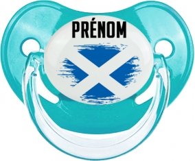 Drapeau effet pinceau Écosse avec prénom : Sucette Physiologique personnalisée
