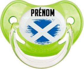 Drapeau effet pinceau Écosse avec prénom Sucette Physiologique Vert classique