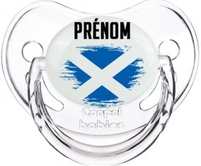 Drapeau effet pinceau Écosse avec prénom Sucette Physiologique Transparent classique