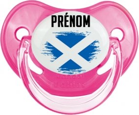 Drapeau effet pinceau Écosse avec prénom Sucette Physiologique Rose classique