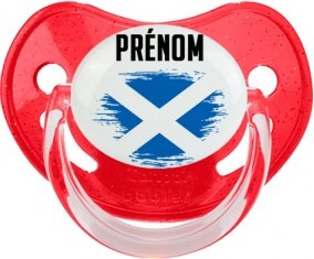 Drapeau effet pinceau Écosse avec prénom Sucette Physiologique Rouge à paillette