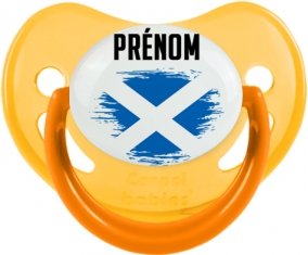 Drapeau effet pinceau Écosse avec prénom Sucette Physiologique Jaune phosphorescente