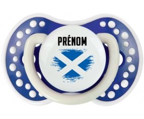 Drapeau effet pinceau Écosse avec prénom Sucette LOVI Dynamic Bleu-marine phosphorescente