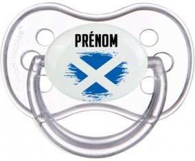 Drapeau effet pinceau Écosse avec prénom Sucette Anatomique Transparente classique
