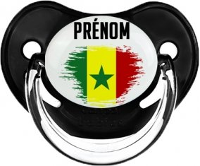 Drapeau effet pinceau Sénégal avec prénom Tétine Physiologique Noir classique