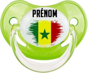 Drapeau effet pinceau Sénégal avec prénom Tétine Physiologique Vert classique