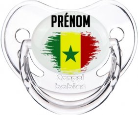 Drapeau effet pinceau Sénégal avec prénom Tétine Physiologique Transparent classique