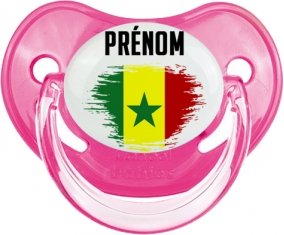 Drapeau effet pinceau Sénégal avec prénom Tétine Physiologique Rose classique