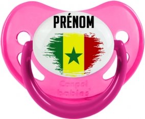 Drapeau effet pinceau Sénégal avec prénom Tétine Physiologique Rose phosphorescente